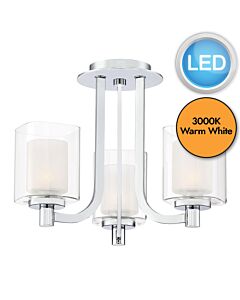Quoizel Lighting - Kolt - QZ-KOLT-SF-PC-BATH - LED Chrome Clear Opal Glass 3 Light IP44 Bathroom Ceiling Light