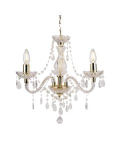Clear and Gold Marie Therese Style 3 x 40W Chandelier