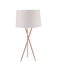 Copper Tripod Table Lamp with White Fabric Shade