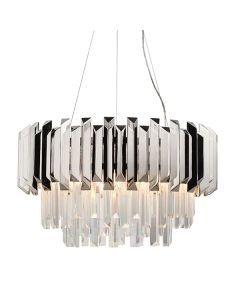 Endon Lighting - Valetta - 76430 - Stainless Steel Clear Crystal Glass 6 Light Ceiling Pendant Light
