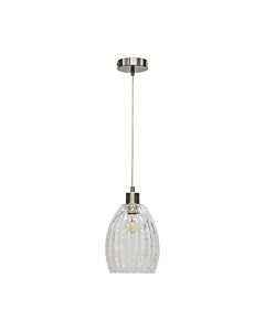 Birch - Clear Fluted Glass with Satin Nickel Pendant Fitting