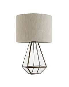 Amsterdam - Antique Brass 40cm Table Lamp with Faux Linen Shade