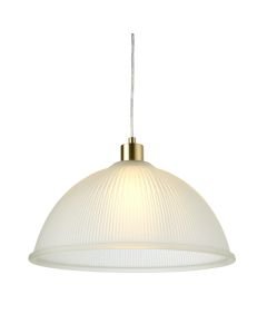 Frosted Ribbed Glass with Satin Brass Ceiling Pendant