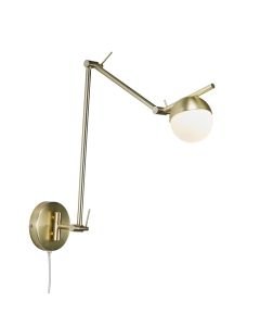 Nordlux - Contina - 2010971035 - Brass Opal Glass Plug In Reading Wall Light