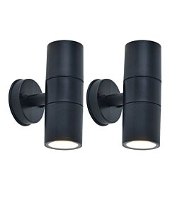 Set of 2 Coastal - Black Clear 2 Light IP44 Outdoor Wall Washer Lights