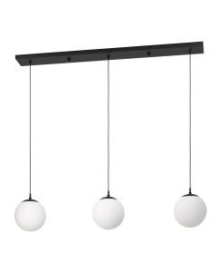 Eglo Lighting - Rondo 3 - 900512 - Black White Glass 3 Light Bar Ceiling Pendant Light