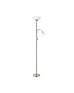 Eglo Lighting - Up 2 - 82842 - Satin Nickel White Glass Mother & Child Floor Lamp