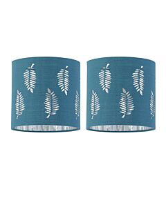Set of  2 Fern - Teal Cut Out 15.5cm Table Lamp Shades