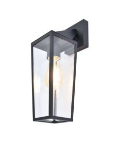 Lutec - Pine - 5296602012 - Black Clear Glass IP44 Outdoor Wall Light