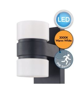 Eglo Lighting - Atollari - 96276 - LED Anthracite White 2 Light IP44 Outdoor Sensor Wall Light
