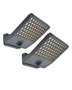 Set of 2 Atlantis - LED Dark Grey Clear IP54 Large Outdoor Sensor Floodlights