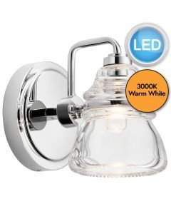 Kichler Lighting - Talland - KL-TALLAND1-PC-BATH - LED Chrome Clear Glass IP44 Bathroom Wall Light
