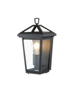 Quintiesse - Alford Place - QN-ALFORD-PLACE7-S-MB - Black Clear Glass IP44 Outdoor Wall Light