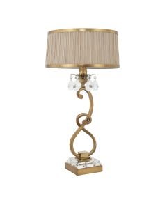 Interiors 1900 - Oksana - 63523 - Antique Brass Clear Crystal Glass Pleated Table Lamp With Shade