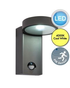Saxby Lighting - Oreti - 67696 - LED Anthracite Clear Glass IP44 Outdoor Sensor Wall Light