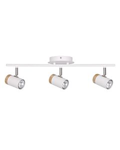 Stratton - White with Wood Detail Three Way Spotlight