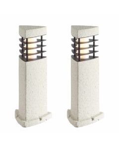 Set of 2 Clifton - Grey Stone Effect IP44 LED Outdoor 50cm Post Lights