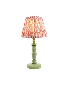 Endon Lighting - Bibury & Ripple 20cm - 115940 - Green Aged Brass Pink Table Lamp With Shade