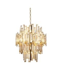 Swanson - Gold Champagne Crystal Glass 12 Light Chandelier