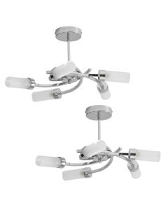 Set of 2 Spiral - 5 Arm Ceiling Fittings with Frosted Glass Shades