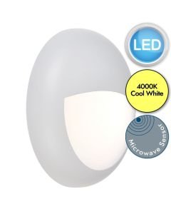 Saxby Lighting - Forca - 77905 & 77893 - LED White Opal IP65 Microwave Eyelid Bezel 12w Outdoor Sensor Bulkhead Light