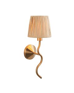 Endon Lighting - Wriggle - 114227 - Aged Brass Natural Raffia Wall Light