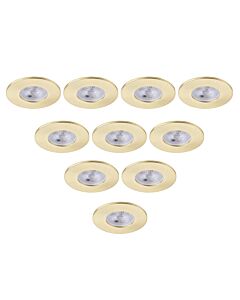 Saxby Lighting - Set of 10 Saxby ShieldONE 65 - 113287 & 113319 - Satin Brass IP65 Fixed Bathroom Recessed Fire Rated Ceiling Downlights