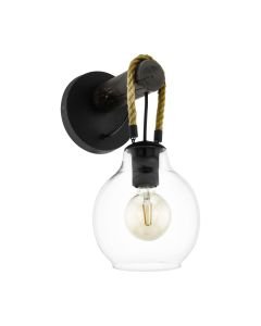 Eglo Lighting - Roding - 43619 - Black Wood Clear Glass Wall Light