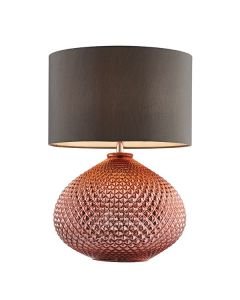 Endon Lighting - Livia - 77097 - Copper Glass Grey Table Lamp With Shade