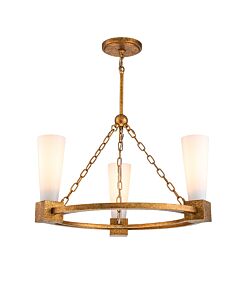 Elstead Lighting - Kristy - KRISTY3-DG-OPAL - Distressed Gold Opal Glass 3 Light Ceiling Pendant Light