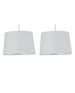 Set of 2 Zoey - White with Silver Inner Easy Fit Pendant or Lamp Shades