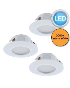 Eglo Lighting - Set of 3 Pineda - 95821 - LED White IP44 Bathroom Recessed Ceiling Downlights