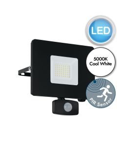 Eglo Lighting - Faedo 3 - 97462 - LED Black Clear Glass IP44 Outdoor Sensor Floodlight