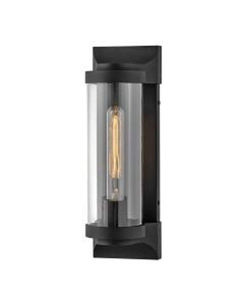 Quintiesse - Pearson - QN-PEARSON-M-TK - Black Clear Glass IP44 Outdoor Wall Light