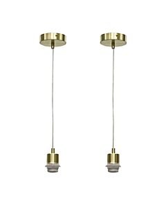 Set of 2 Carss - Satin Brass Ceiling Pendant Suspension Kits for Easy Fit Shades