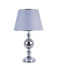 Chrome and Smoked Glass Table Lamp with Grey Shade