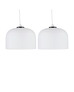 Set of 2 Victoria - Black with Frosted Glass Easy Fit Pendant Shades