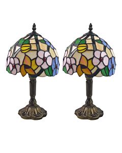 Set of 2 Stanley - Tiffany Floral 36cm Table Lamps