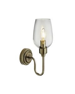 Frye - Antique Brass Clear Glass Wall Light