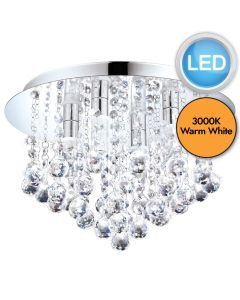 Eglo Lighting - Almonte - 94878 - LED Chrome Clear Glass 4 Light IP44 Bathroom Ceiling Flush Light