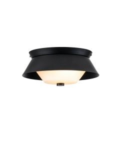 Elstead Lighting - Bowtie - BOWTIE-F-MB - Black Opal Glass 2 Light IP44 Bathroom Ceiling Flush Light