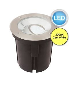 Saxby Lighting - Hoxton - 94060 - LED Stainless Steel Clear Glass IP67 16.5w 4000k 185mm Dia Outdoor Ground Light