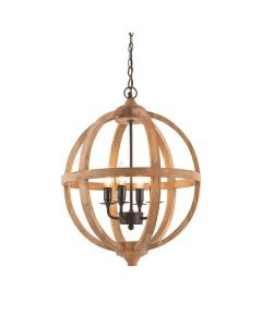 Endon Lighting - Toba - 73575 - Mango Wood Dark Bronze 4 Light Ceiling Pendant Light