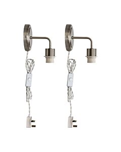 Set of 2 Toby -Satin Nickel Plug in Wall Light Fittings Only
