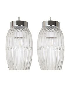 Set of 2 Facet - Chrome with Clear Faceted Glass Pendant Shades