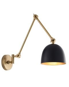Endon Lighting - Lehal - 93142 - Antique Solid Brass Black Reading Wall Light