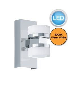 Eglo Lighting - Romendo 1 - 96541 - LED Chrome Clear 2 Light IP44 Bathroom Wall Light