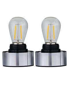 Set of 2 Porter - Chrome Battery Operated Lamp Bases Only
