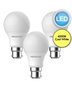 3 x 8.6W LED B22 Light Bulbs - Cool White