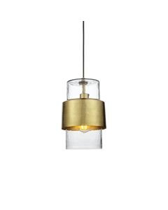 Reyna - Hammered Brass Clear Textured Glass Ceiling Pendant Light